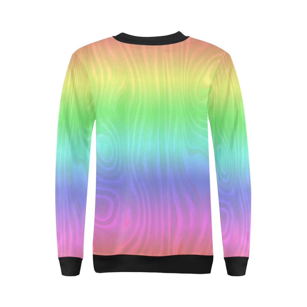 Groovy Pastel Rainbow All Over Print Crewneck Sweatshirt for Women (Model H18)