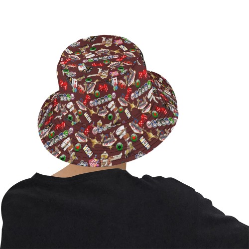Las Vegas Icons Gamblers Delight / Brown All Over Print Bucket Hat for Men