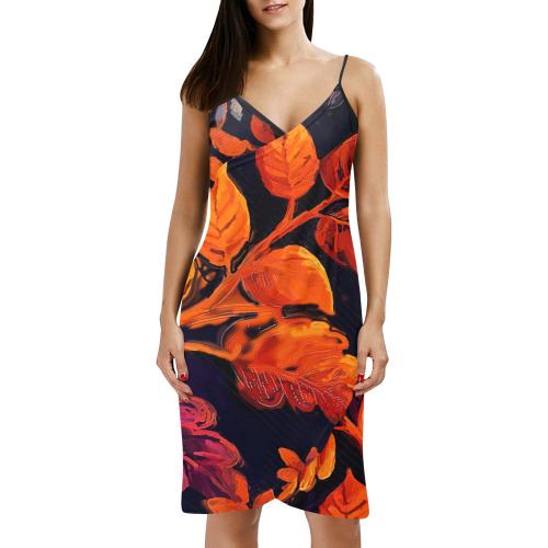 flowers botanic art (10) dress fashion Spaghetti Strap Backless Beach Cover Up Dress (Model D65)