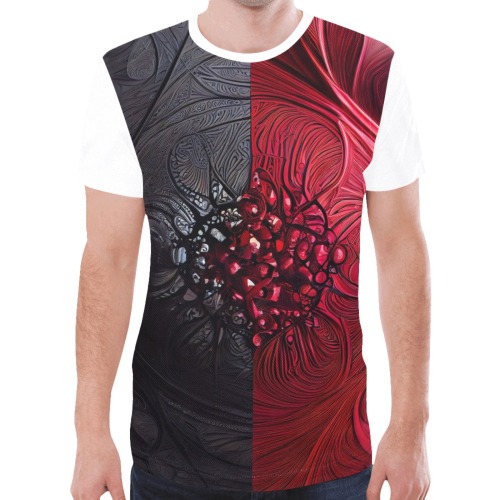red and black shield New All Over Print T-shirt for Men (Model T45)