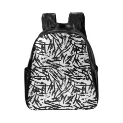 Brush Stroke Black and White Multi-Pockets Backpack (Model 1636)