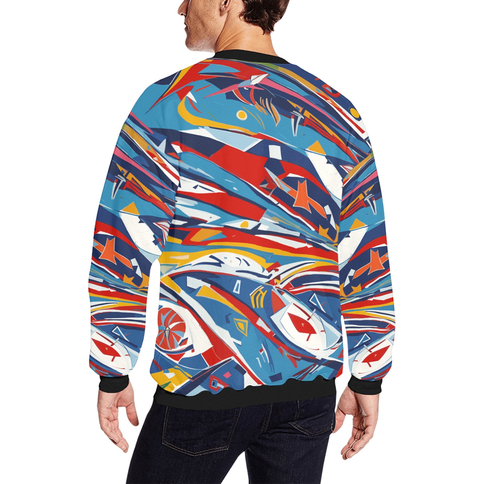 Avant-garde abstract art of shapes and colors. Men's Oversized Fleece Crew Sweatshirt (Model H18)