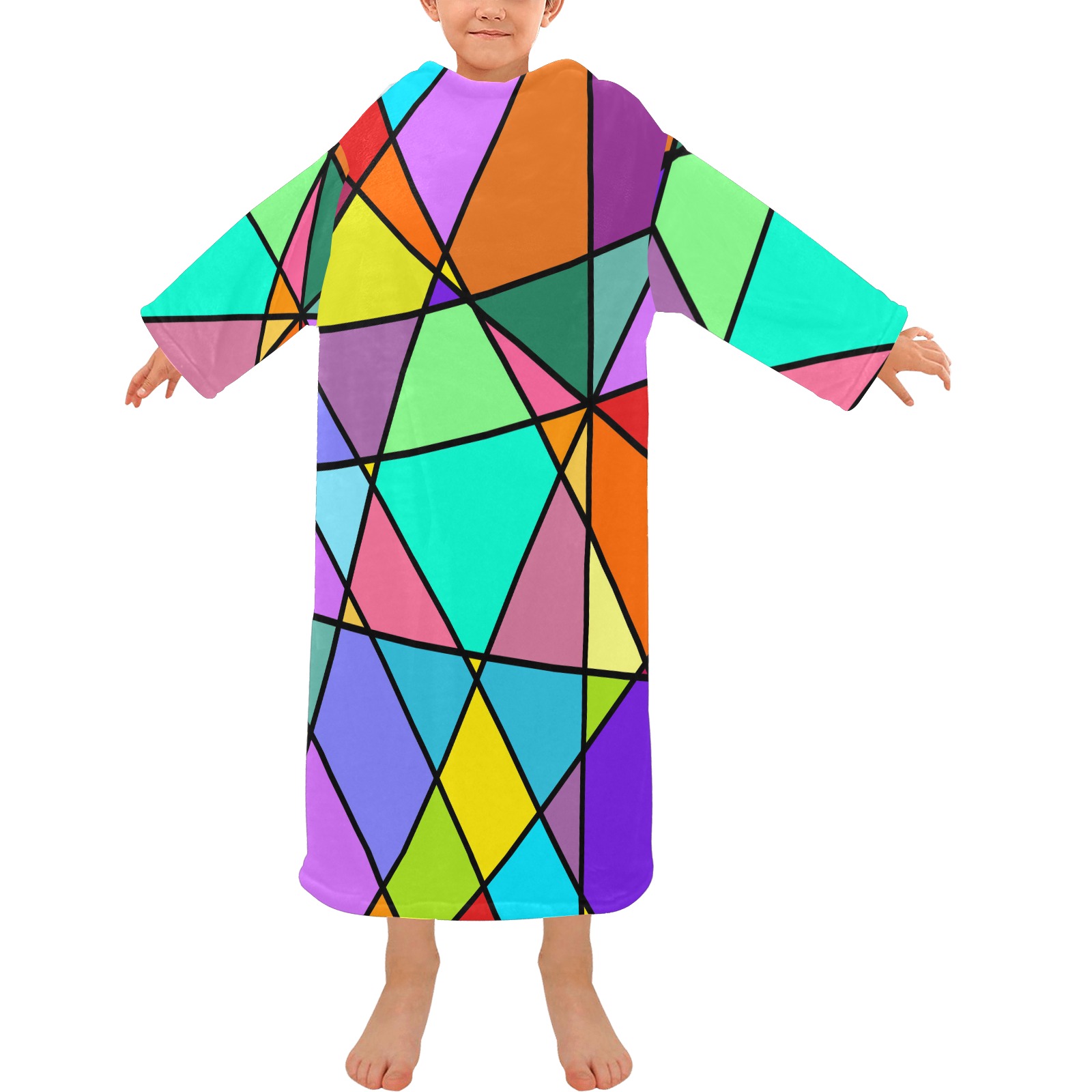 fractured glass Blanket Robe with Sleeves for Kids