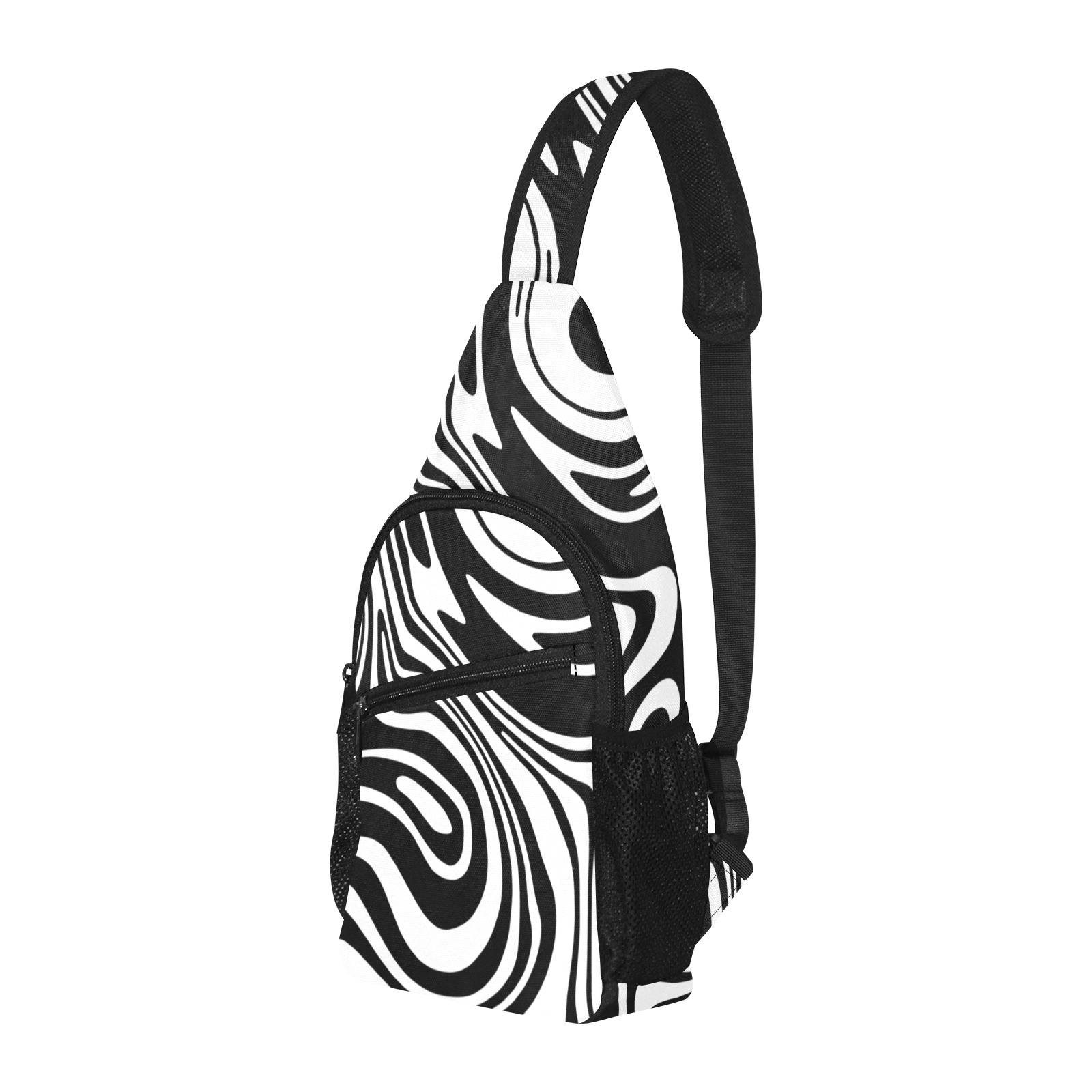 Black and White Marble All Over Print Chest Bag (Model 1719)