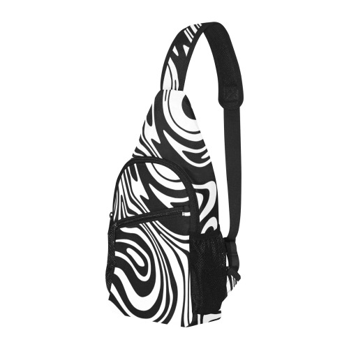 Black and White Marble All Over Print Chest Bag (Model 1719)