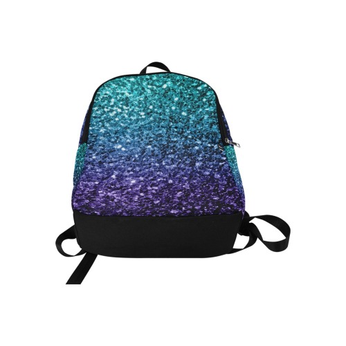 Aqua blue ombre faux glitter sparkles Fabric Backpack for Adult (Model 1659)