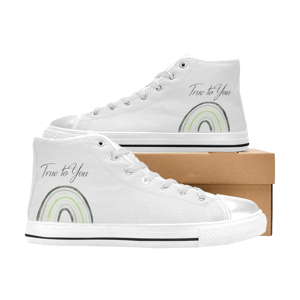 Agender Pride True to you shoe white - mens Men’s Classic High Top Canvas Shoes (Model 017)