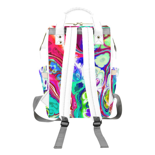 Abstract Liquid Marble Pouring Modern Art Texture Multi-Function Diaper Backpack/Diaper Bag (Model 1688)