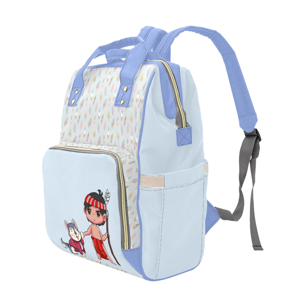Horses and Buffalo Ledger Blue Multi-Function Diaper Backpack/Diaper Bag main image 1