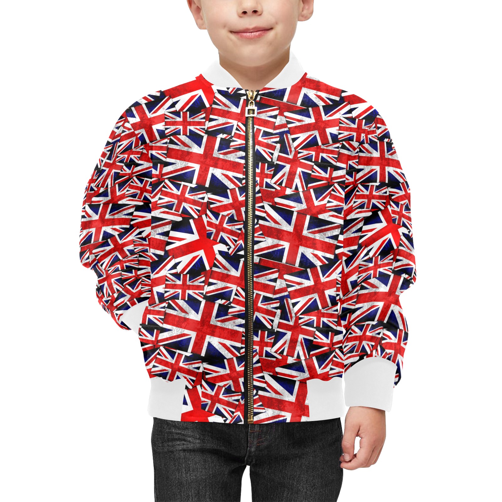 Union Jack British UK Flag Kids' Bomber Jacket with Pockets (Model H40)
