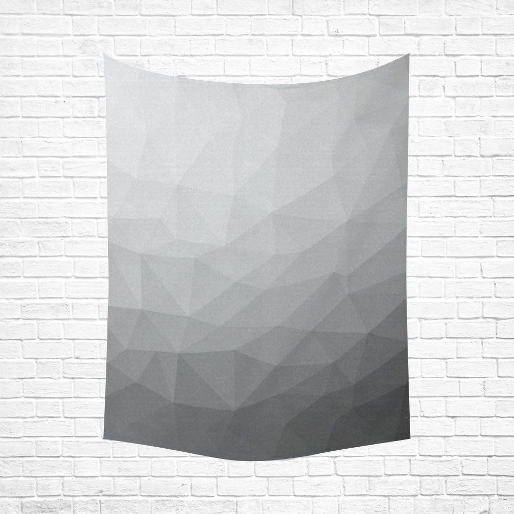 Grey Gradient Geometric Mesh Pattern Cotton Linen Wall Tapestry 60"x 80"