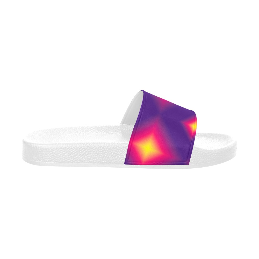 Ô Pink and Yellow Diamonds on Purple Women's Slide Sandals (Model 057)