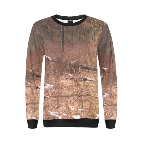 Falling tree in the woods All Over Print Crewneck Sweatshirt for Women (Model H18)