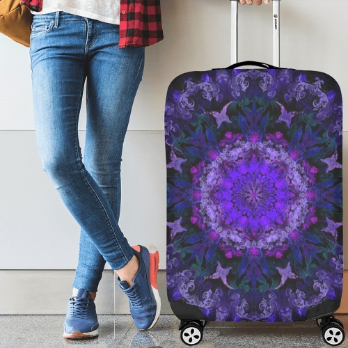 mandala light blue Luggage Cover/Large 26"-28"