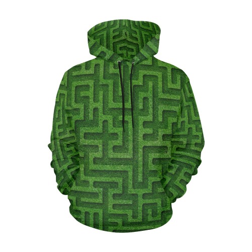 Green Maze All Over Print Hoodie for Men (USA Size) (Model H13)