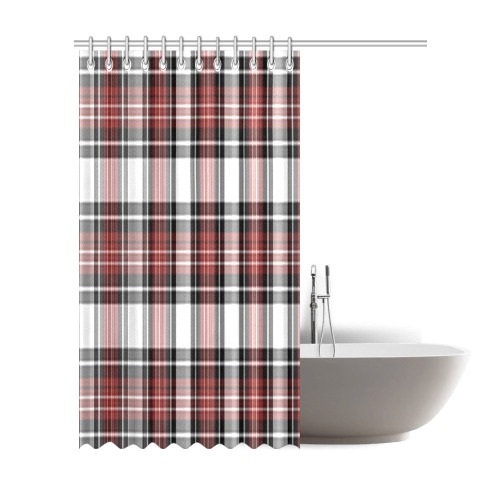 Red Black Plaid Shower Curtain 72"x84"