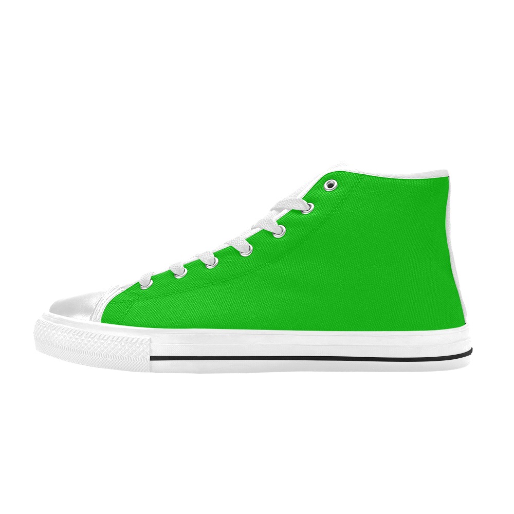 Merry Christmas Green Solid Color High Top Canvas Shoes for Kid (Model 017)
