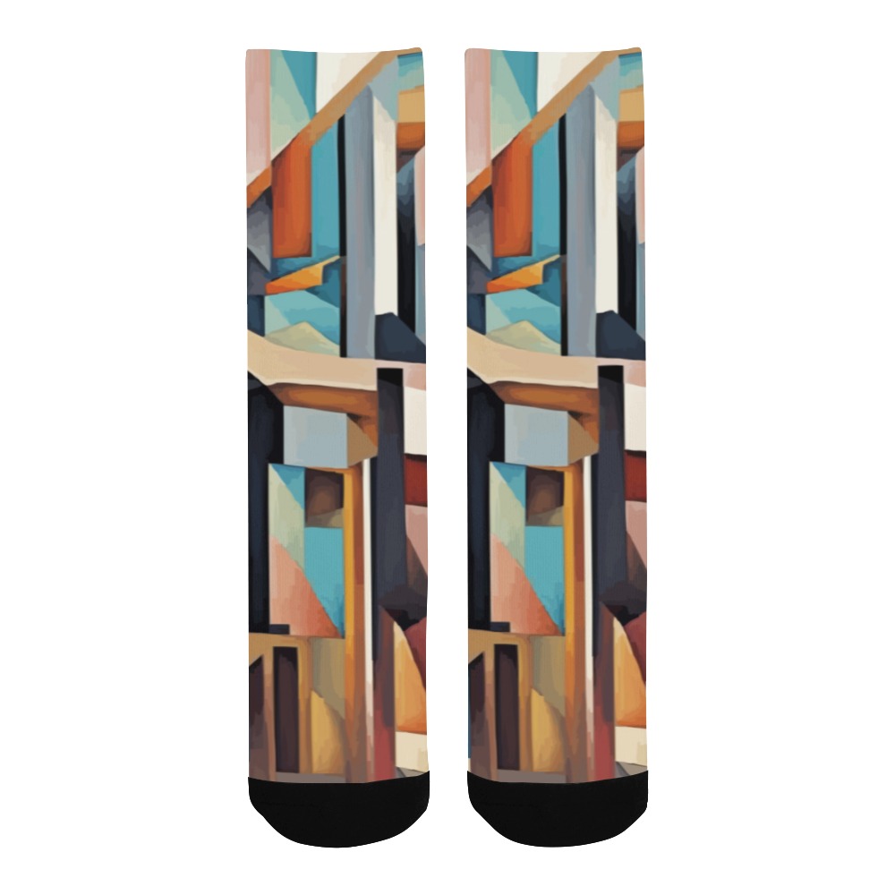 Vintage geometric abstract art. Chic composition Men's Custom Socks