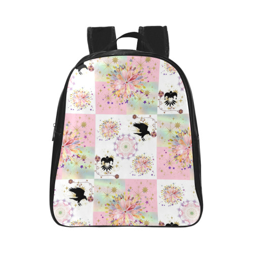 Secret Garden With Harlequin and Crow Patch Artwork School Backpack (Model 1601)(Small)