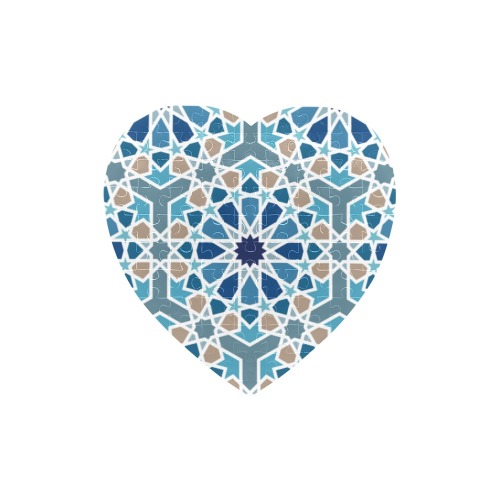 Arabic Geometric Design Pattern Heart-Shaped Jigsaw Puzzle (Set of 75 Pieces)