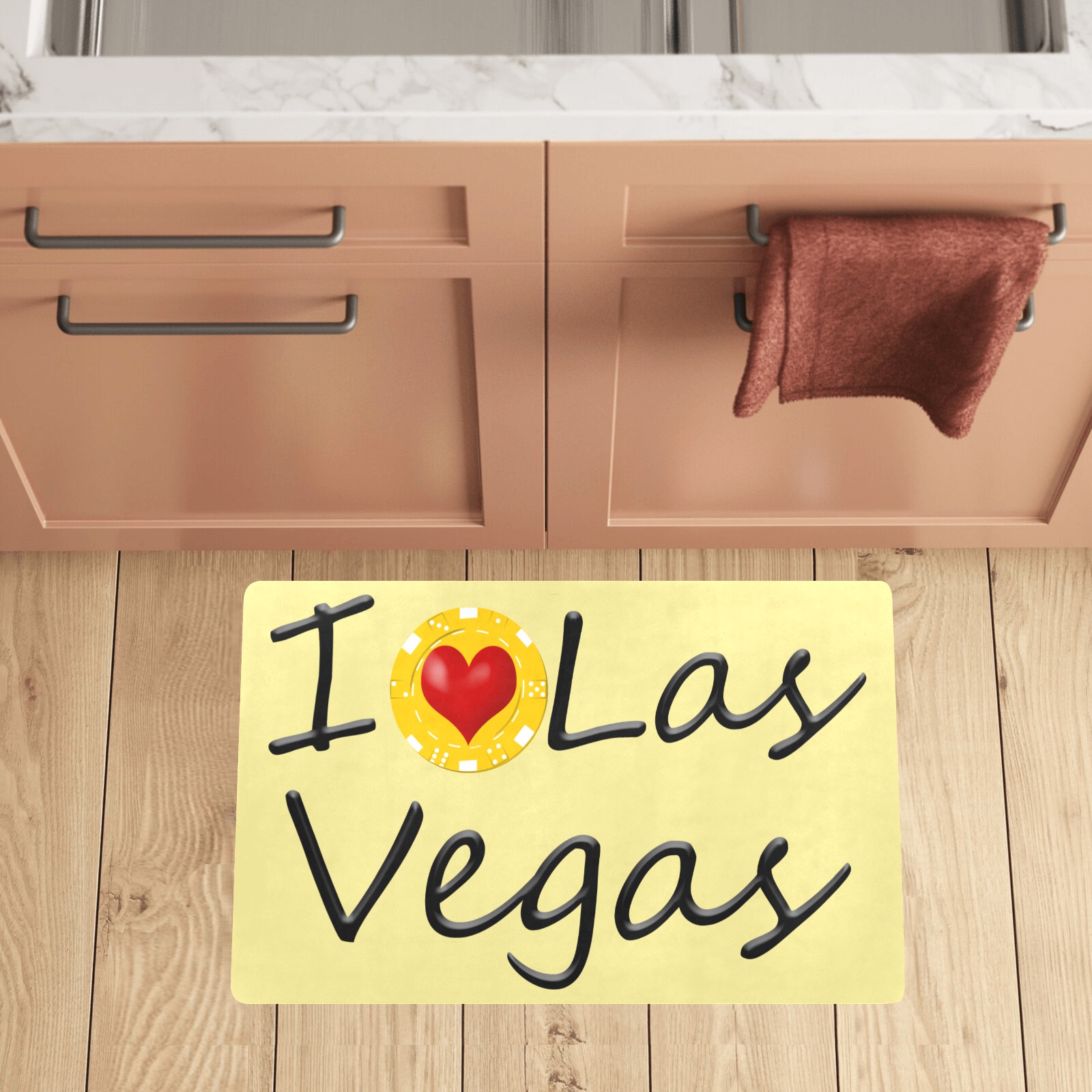 I Love Las Vegas / Yellow Kitchen Mat 28"x17"