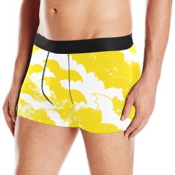 White Bats In Flight Yellow Men's All Over Print Boxer Briefs (Model L10)