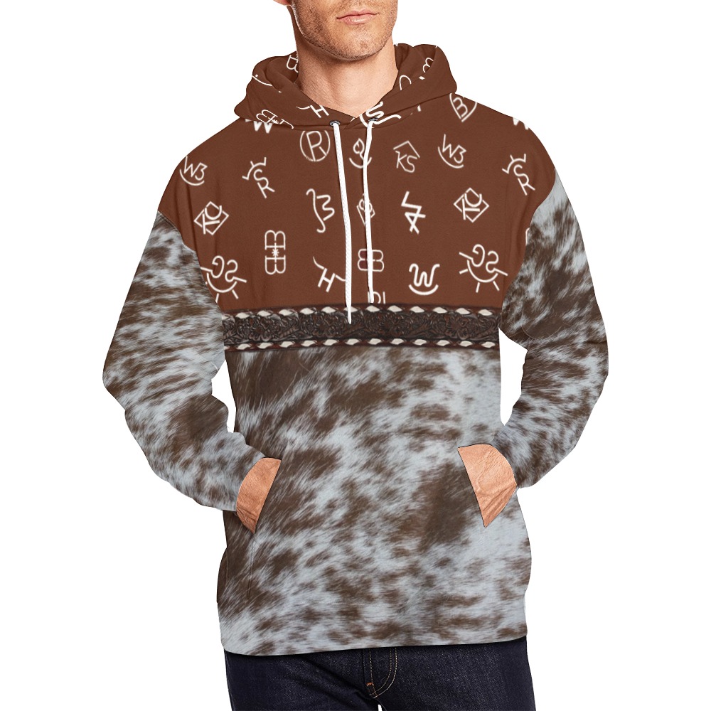 Brown Brands Cowhide All Over Print Hoodie for Men (USA Size) (Model H13)