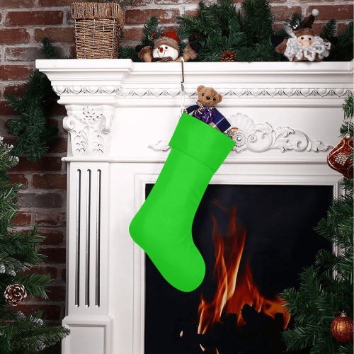 Merry Christmas Green Solid Color Christmas Stocking