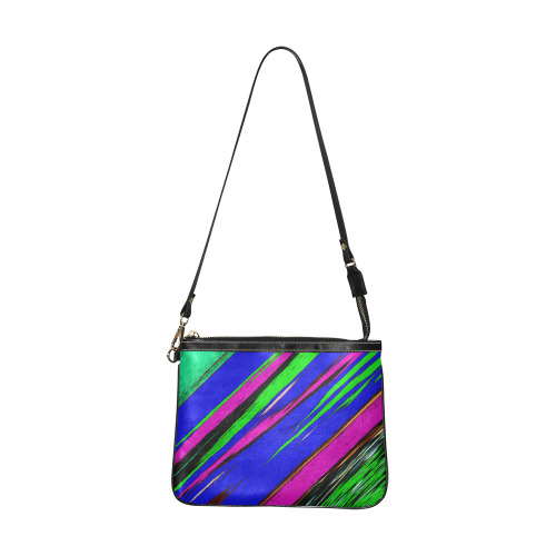 Diagonal Green Blue Purple And Black Abstract Art Small Shoulder Bag (Model 1710)