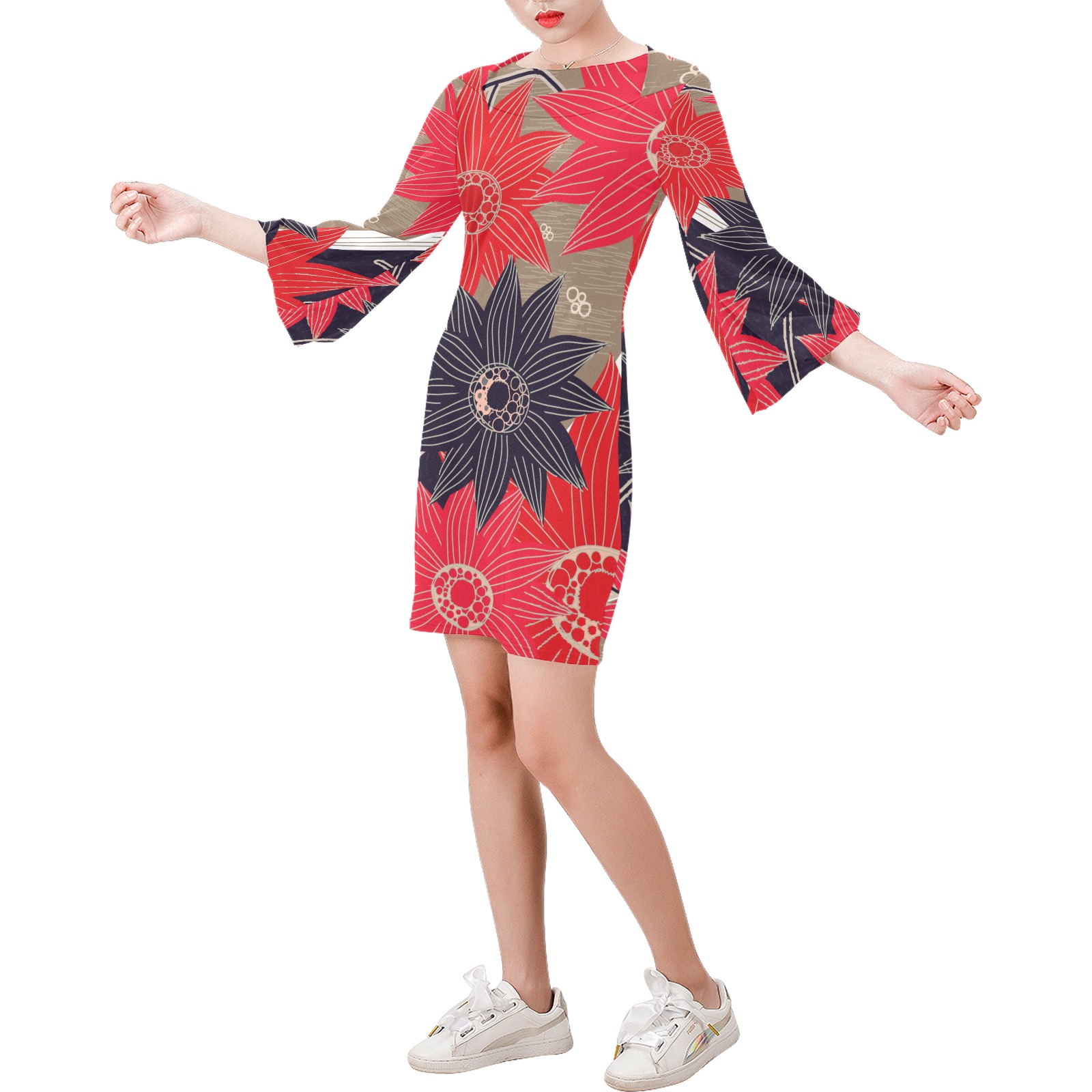 vestido mangas kimono tokio Bell Sleeve Dress (Model D52)