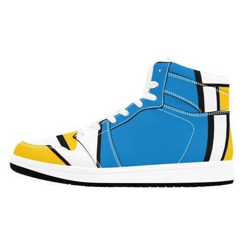 Mondrian De Stijl Modern Men's High Top Sneakers (Model 20042)