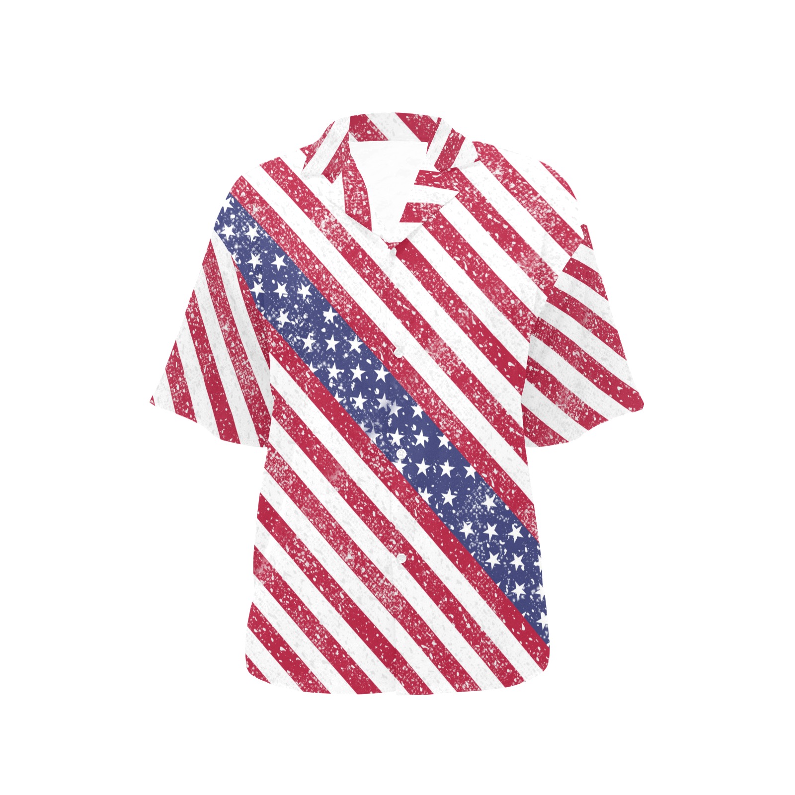 American Flag Distressed All Over Print Hawaiian Shirt for Women (Model T58)