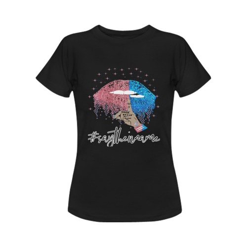 Say Their Name Lips Women Black Women's T-Shirt in USA Size (Two Sides Printing)