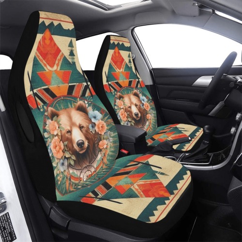 Native American Bear Car Seat Cover Airbag Compatible (Set of 2)