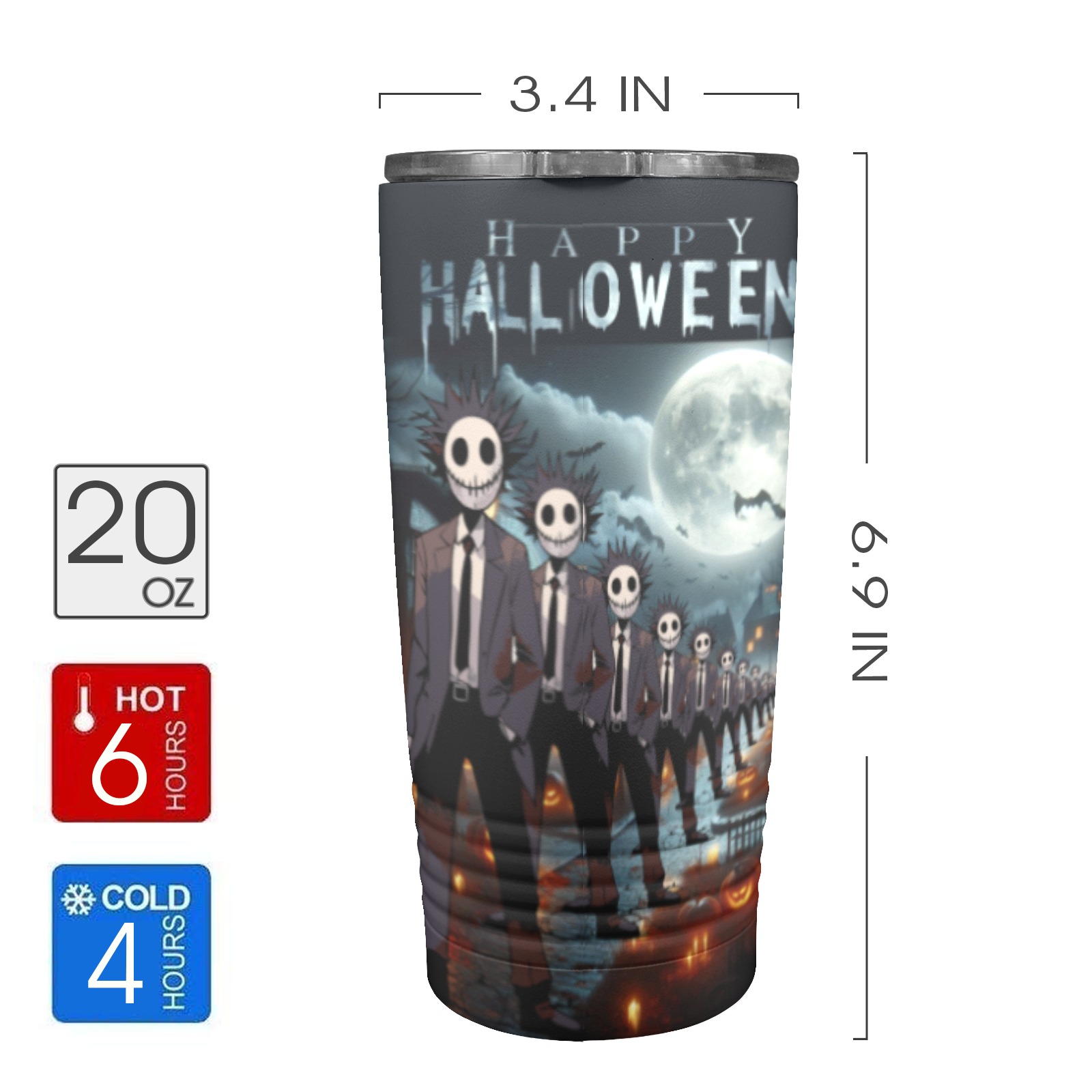 Happy Hello Ween 20oz Insulated Stainless Steel Mobile Tumbler