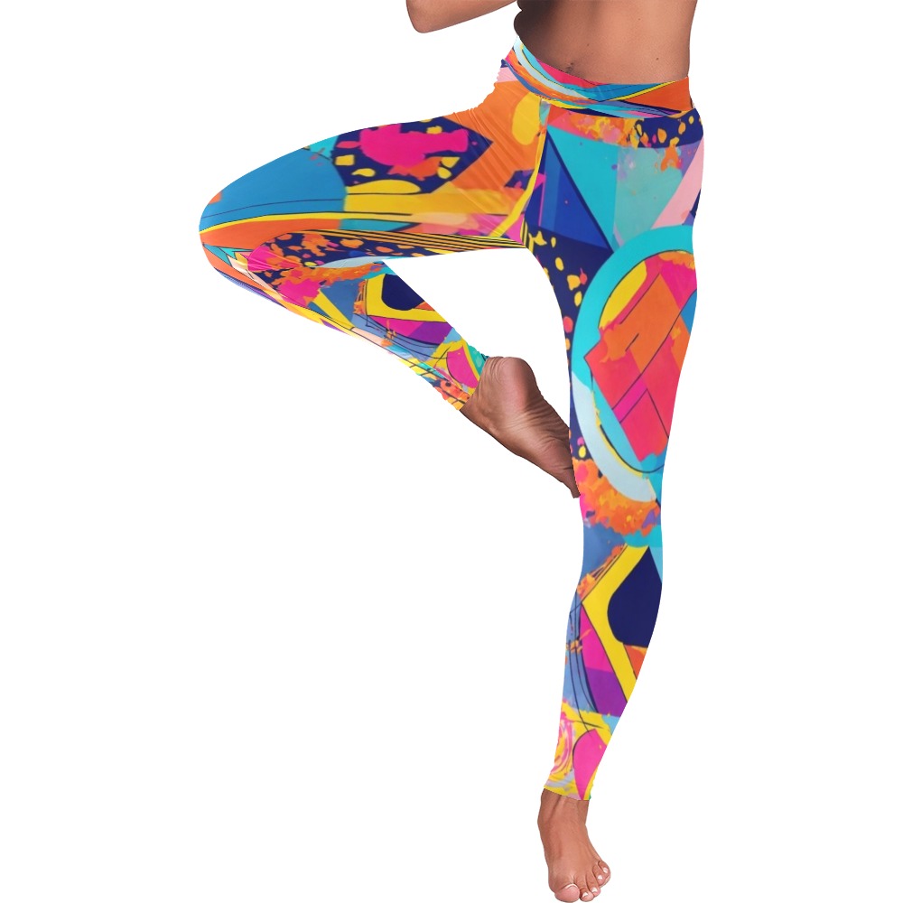 Abstract colorful fresh stylish Collectable Fly Women's Low Rise Leggings (Invisible Stitch) (Model L05)