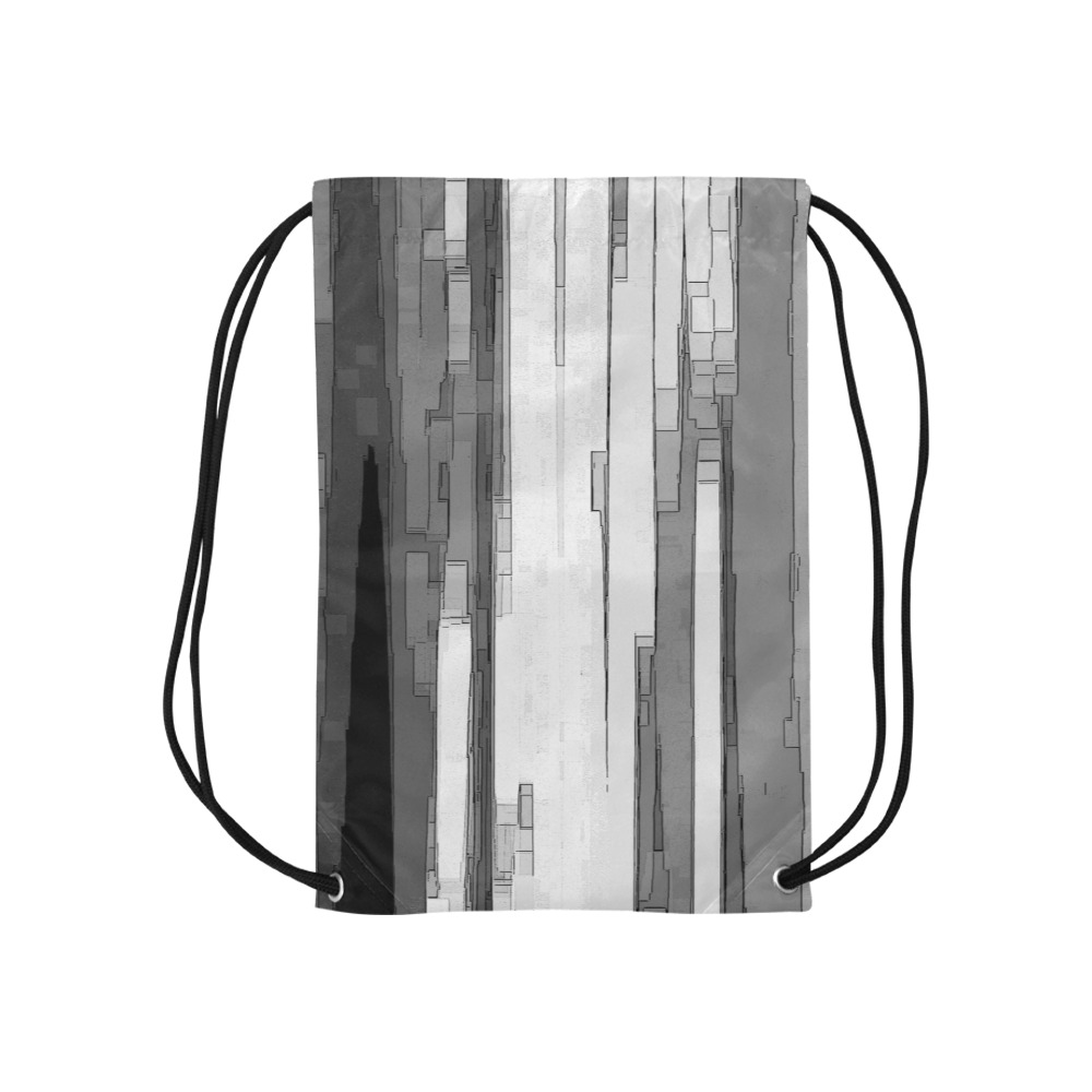 Greyscale Abstract B&W Art Small Drawstring Bag Model 1604 (Twin Sides) 11"(W) * 17.7"(H)