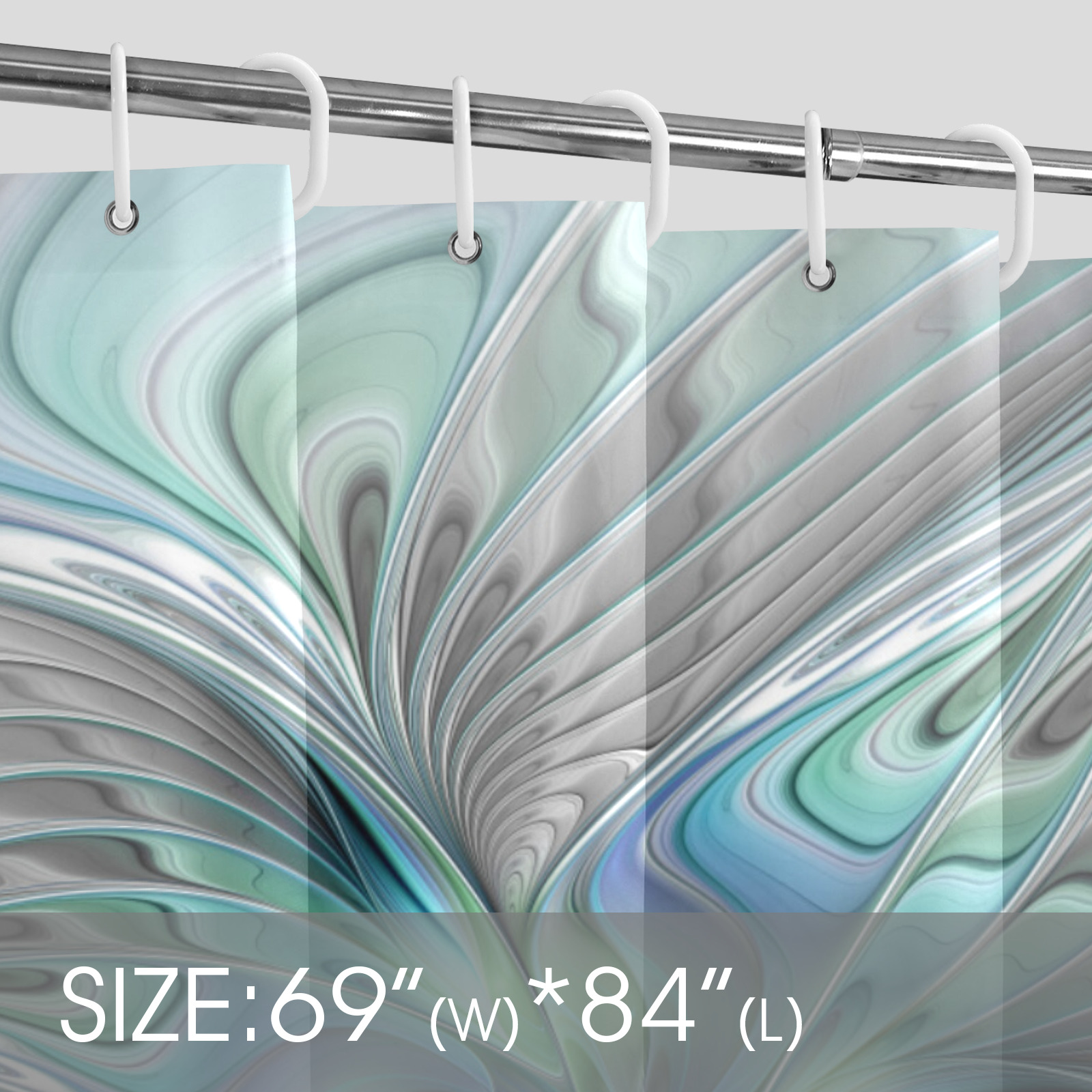 Abstract Blue Green Butterfly Fantasy Fractal Art Shower Curtain 69"x84"