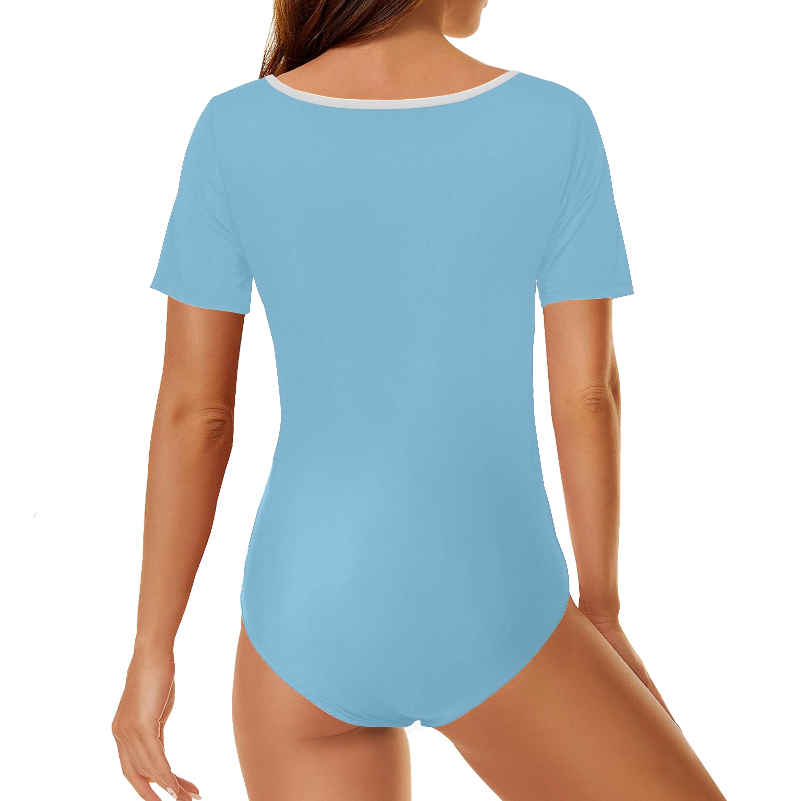 color baby blue Women's Short Sleeve Bodysuit