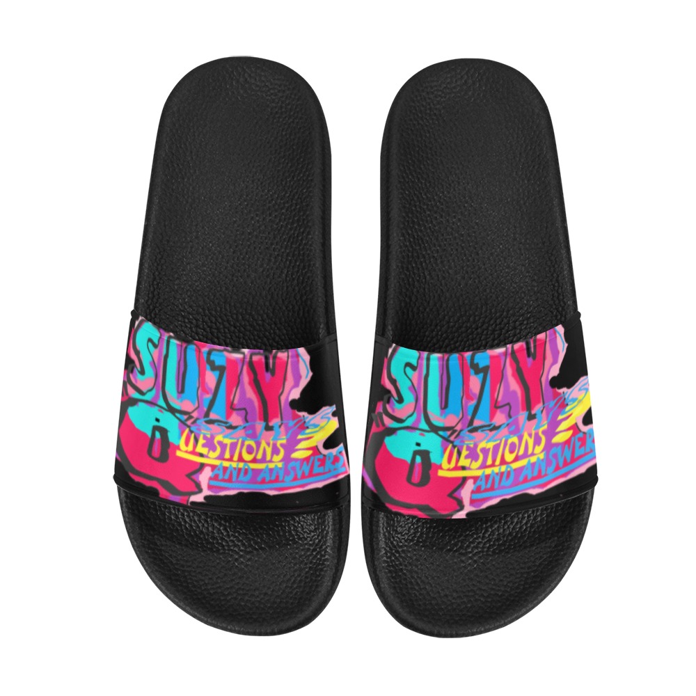 SUZY.Q.LOGO.blk Women's Slide Sandals (Model 057)