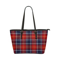 Red Tartan Leather Tote Bag/Large (Model 1651)