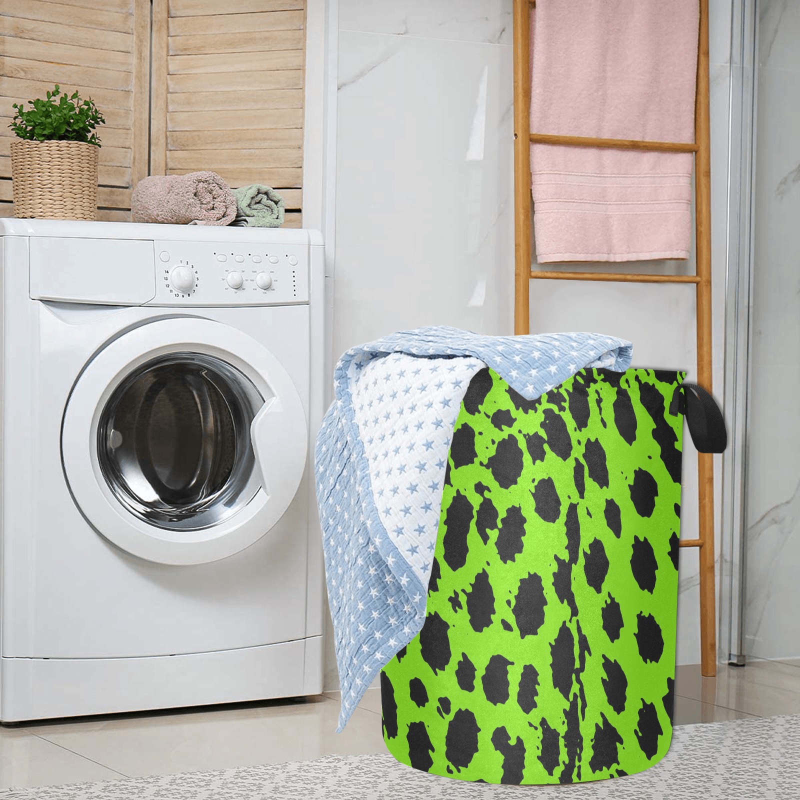 Cheetah Lime Green Laundry Bag (Large)