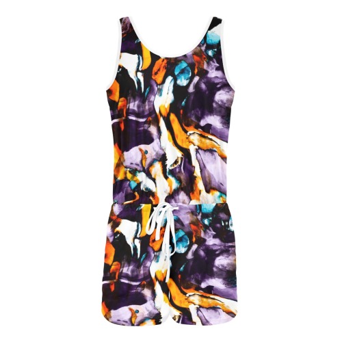 Colorful dark brushes abstract All Over Print Vest Short Jumpsuit