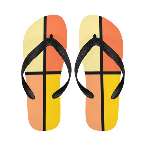 Citrus Orange and Yellow Squares Flip Flops for Men/Women (Model 040)