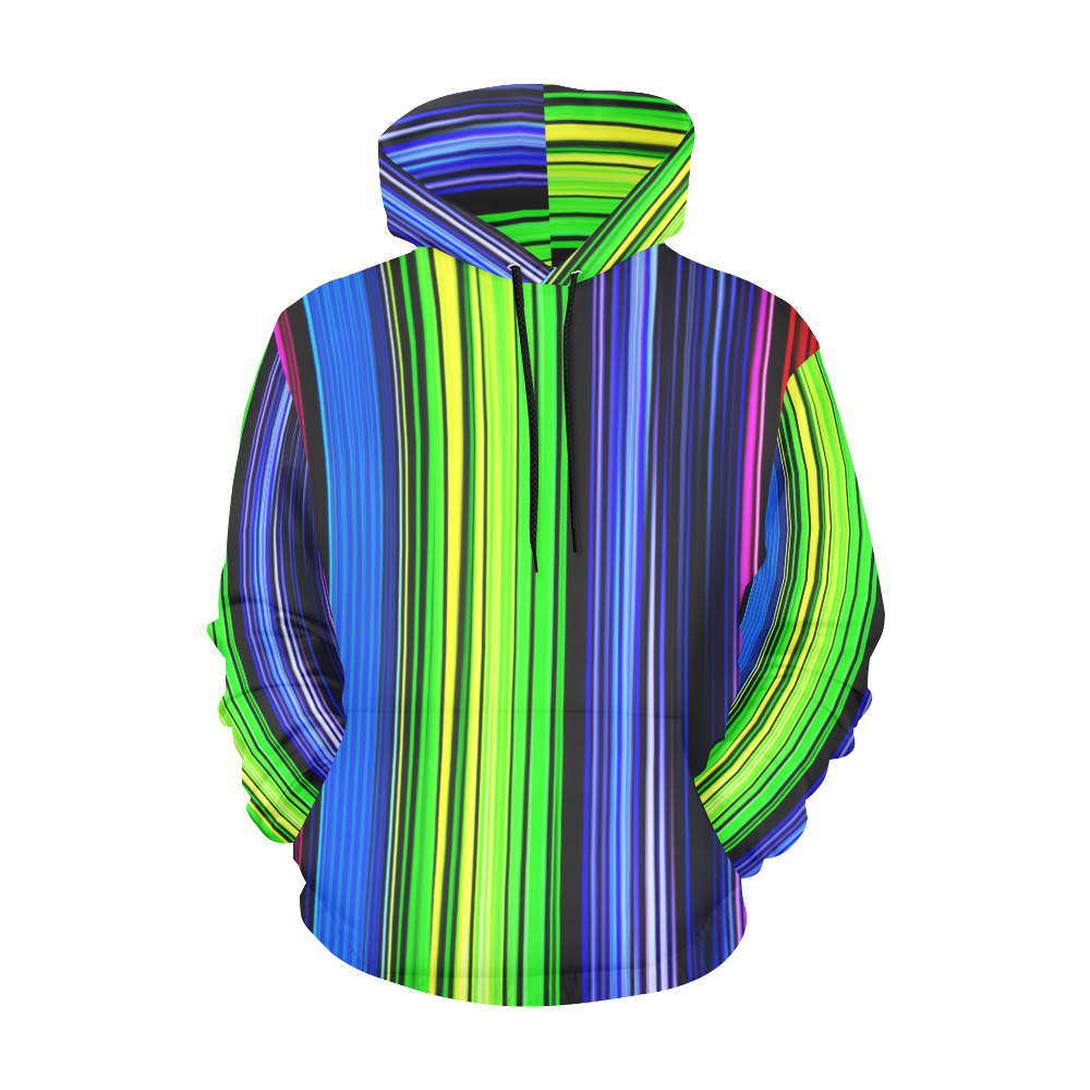 A Rainbow Of Stripes All Over Print Hoodie for Women (USA Size) (Model H13)