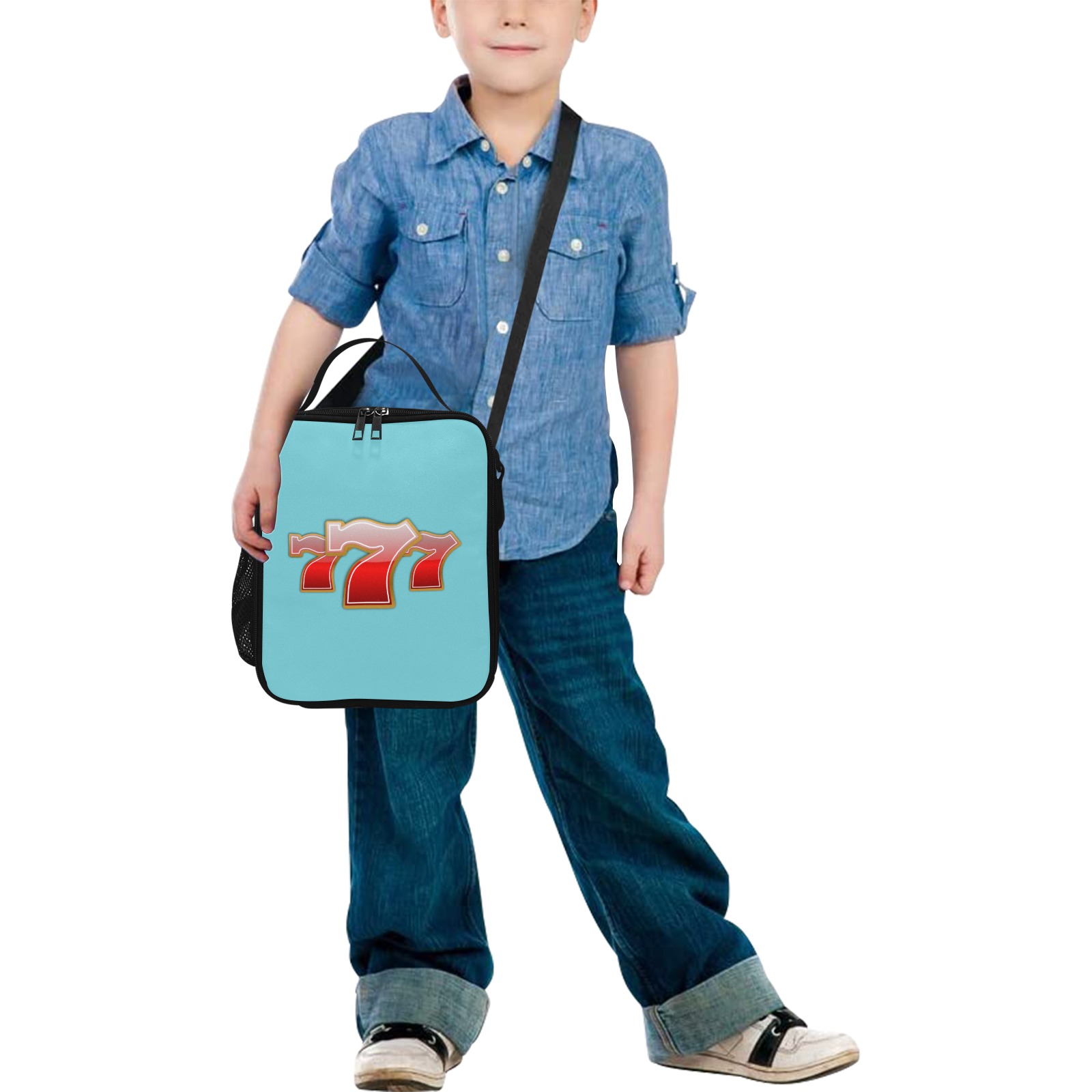 Las Vegas Lucky Sevens 777 / Blueish Crossbody Lunch Bag for Kids (Model 1722)