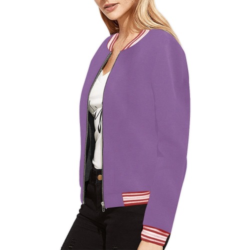 PURPLE FASHION All Over Print Bomber Jacket for Women (Model H21)