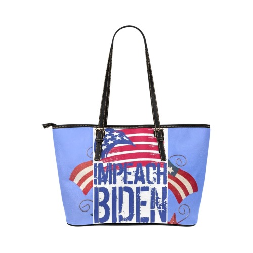 Impeach Biden Leather Tote Bag/Small (Model 1651)