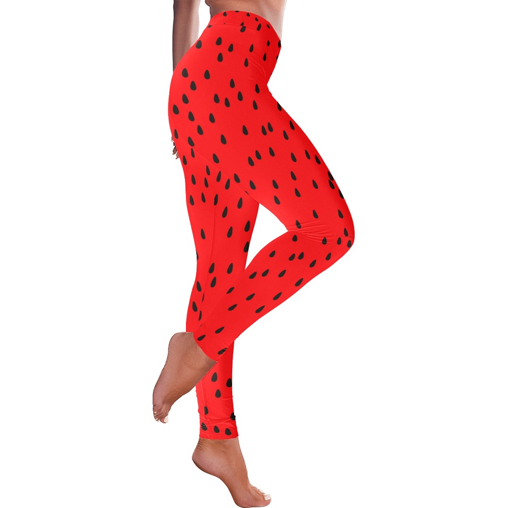 Watermelon Women's Low Rise Leggings (Invisible Stitch) (Model L05)