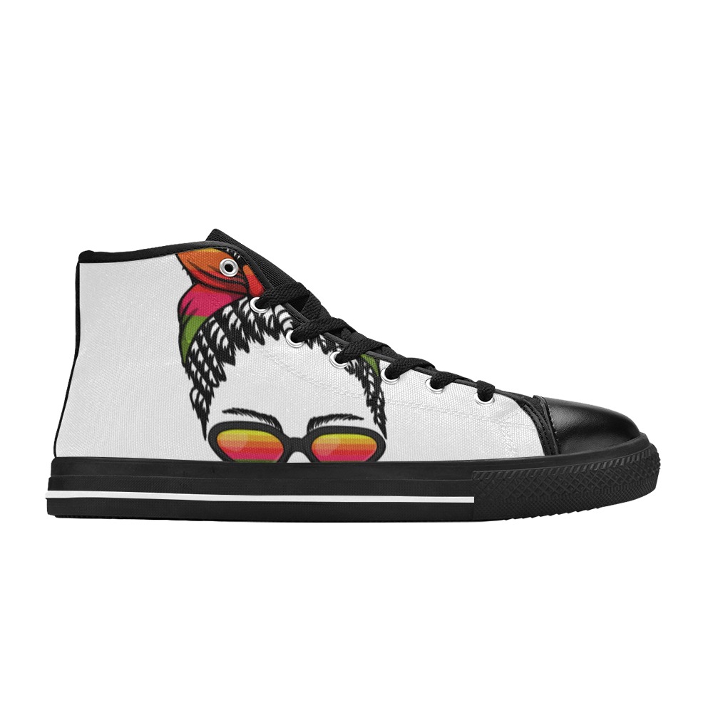 Graphic Women's Sneaks High Top Canvas Shoes for Kid (Model 017)